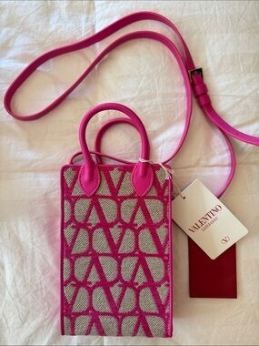 Valentino Garavani Fuchsia Logo Jacquard Mini Crossbody